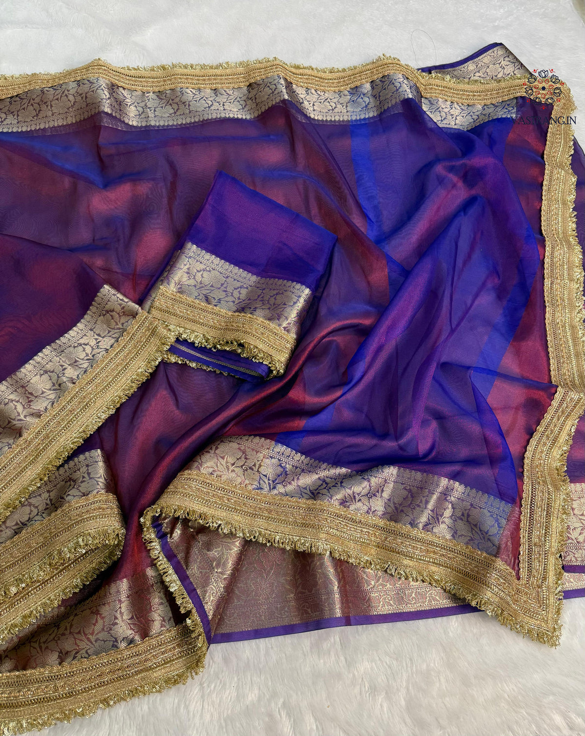 New Wedding Wear Banarasi Tissue Silk Jacquard n Heavy Lace Work Fancy Designer Saree