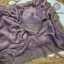 Load image into Gallery viewer, Latest Partywear Space Silk Jarkhan Heavy Diamond Work Fancy Designer Saree With Blouse
