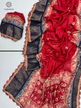 Load image into Gallery viewer, New Function Wear Dola Silk Print Jacquard Weaving Border With Sequence Lace Work Fancy Designer Saree
