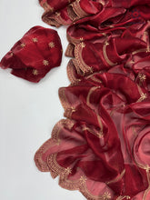 Load image into Gallery viewer, New Party Wear Jimmy Silk Embroidery Work Fancy Designer Saree With Blouse
