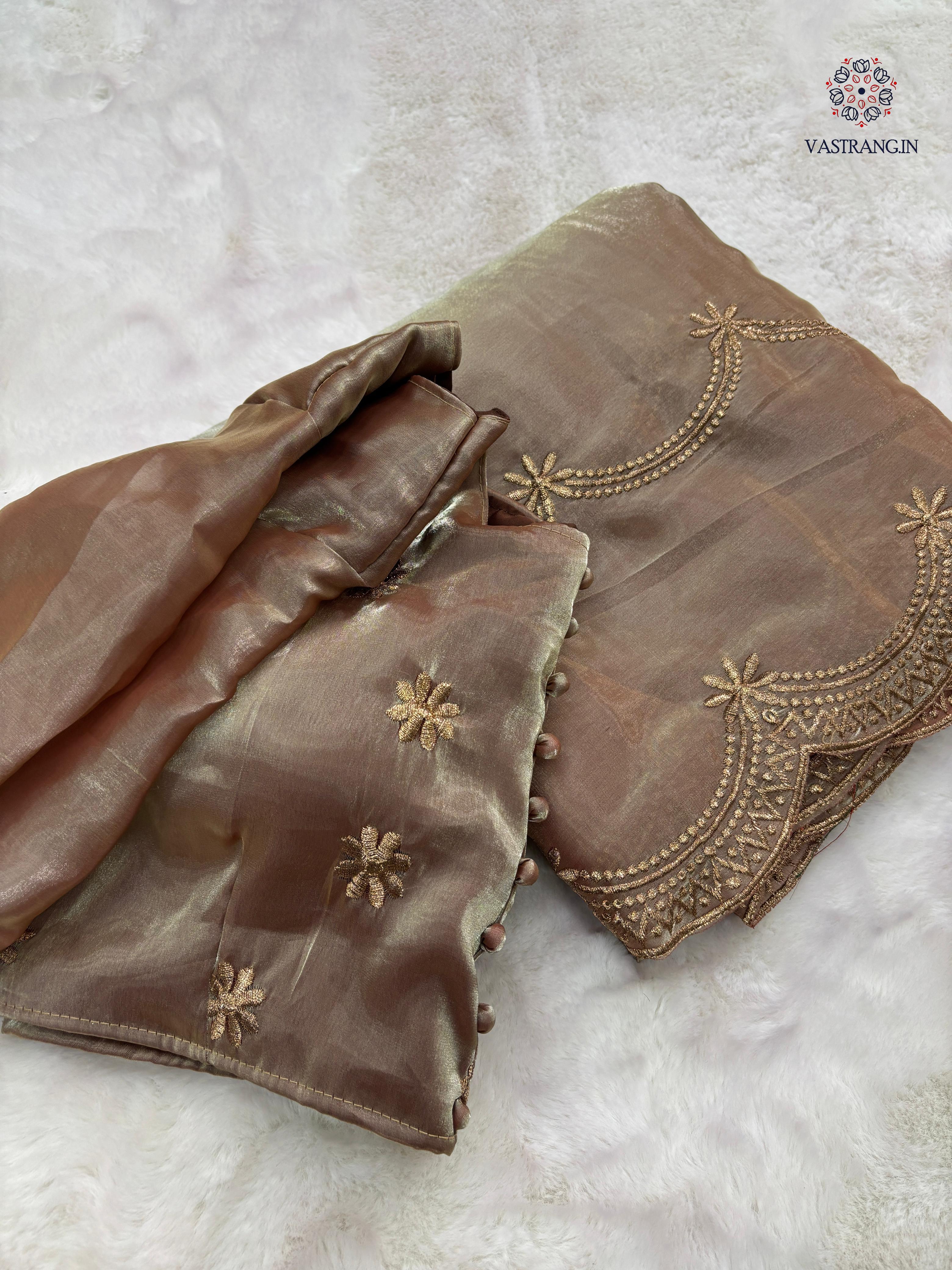 New Party Wear Silk Embroidery Work Fancy Designer Saree With Blouse