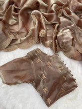 Load image into Gallery viewer, New Party Wear Jimmy Silk Embroidery Work Fancy Designer Saree With Blouse

