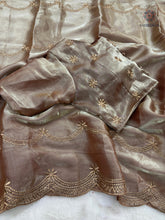 Load image into Gallery viewer, New Party Wear Jimmy Silk Embroidery Work Fancy Designer Saree With Blouse
