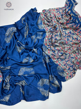 Load image into Gallery viewer, New Wedding Wear Pure Satin Silk Ajrak Printed Rich Pallu n Tussles Work Fancy Designer Saree
