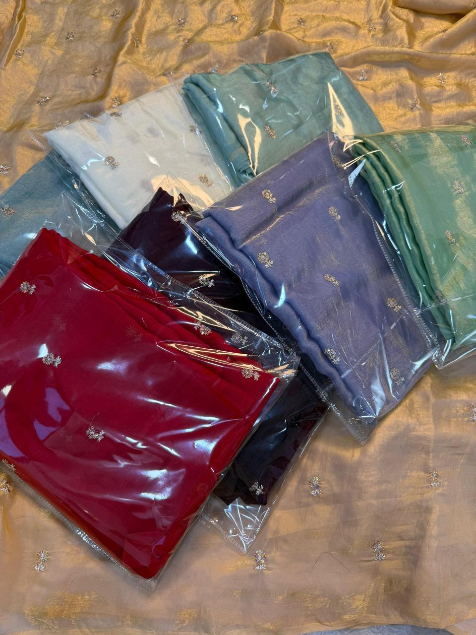 New Partywear Space Silk Fabric Sequence Emboridery Work Fancy Designer Saree With Blouse