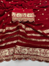 Load image into Gallery viewer, Latest Wedding wear Viscose Georgette Jacquard Weaving n Sequence Border Work Designer Saree
