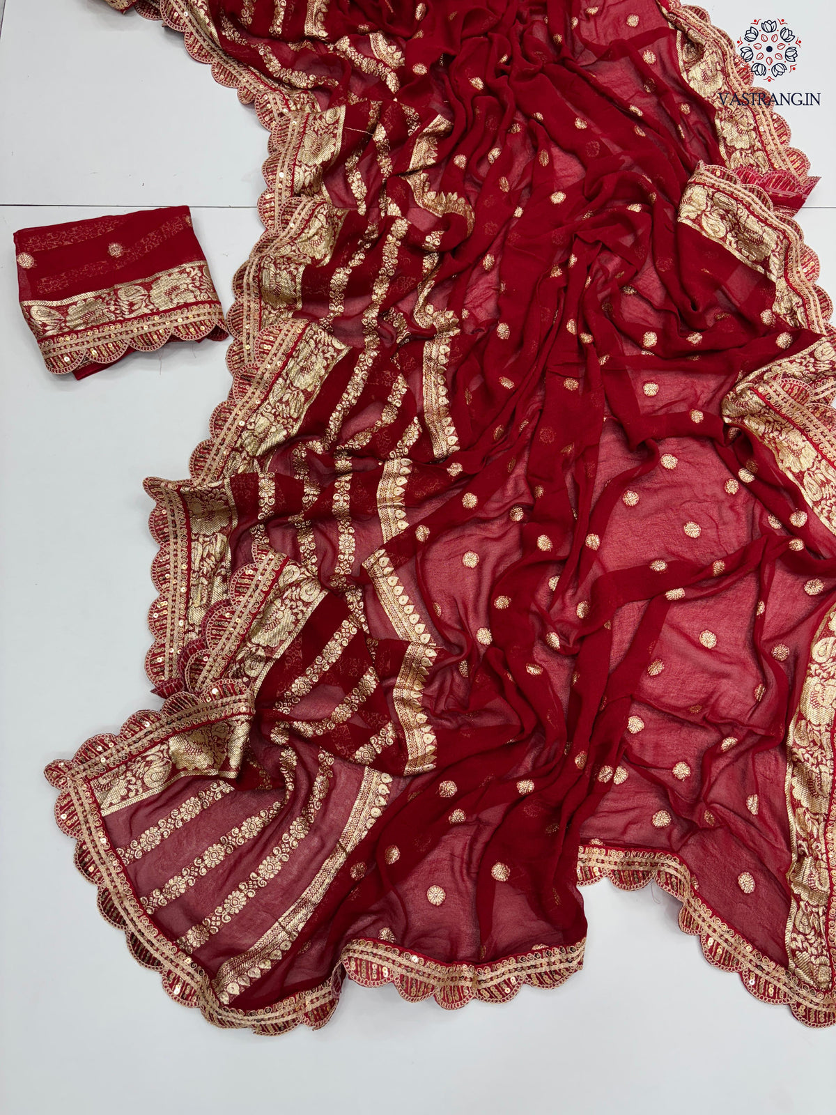 Latest Wedding wear Viscose Georgette Jacquard Weaving n Sequence Border Work Designer Saree