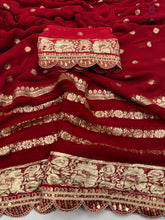 Load image into Gallery viewer, Latest Wedding wear Viscose Georgette Jacquard Weaving n Sequence Border Work Designer Saree
