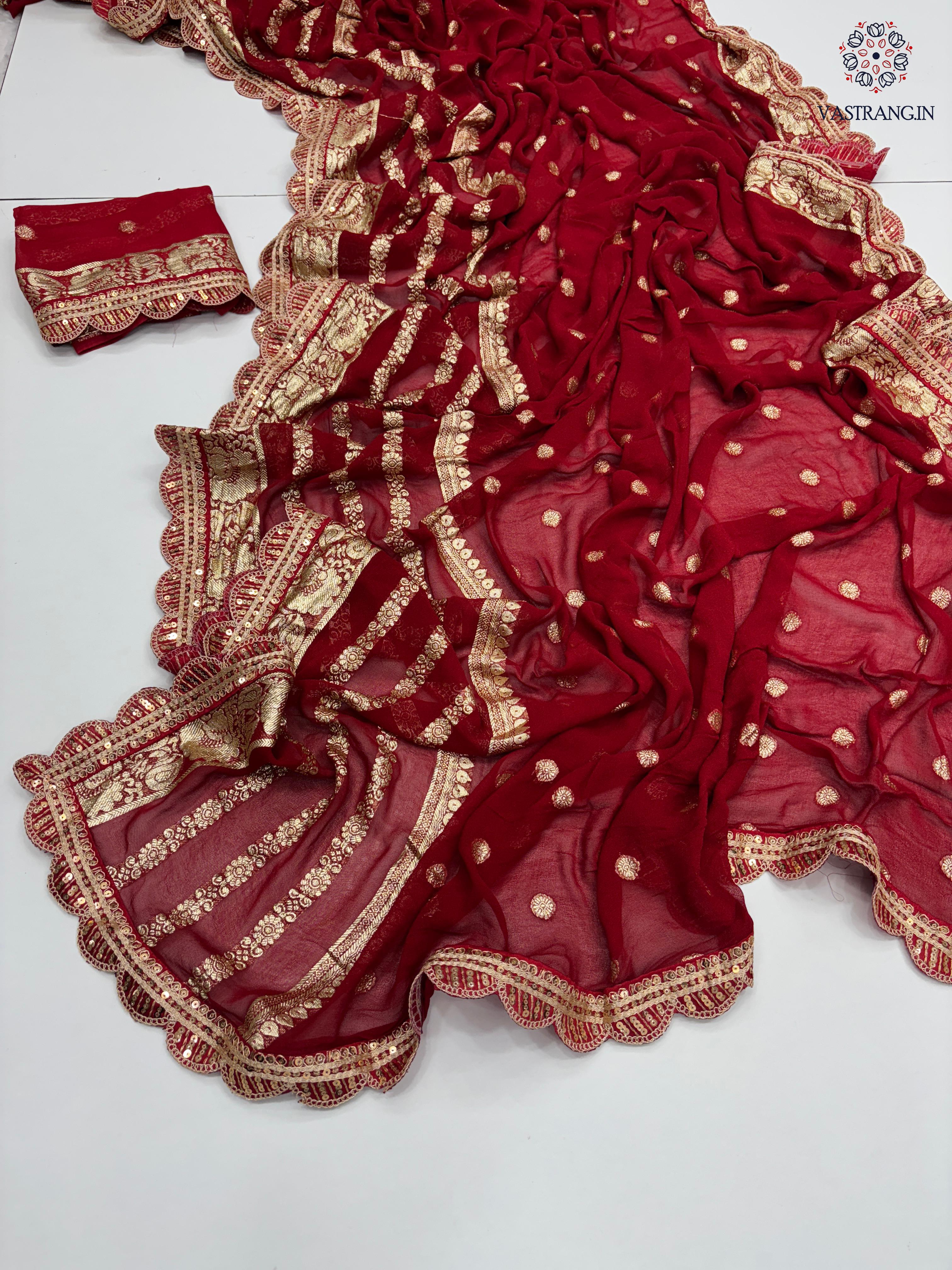 Latest Wedding wear Viscose Georgette Jacquard Weaving n Sequence Border Work Designer Saree
