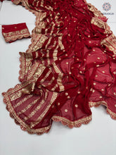 Load image into Gallery viewer, Latest Wedding wear Viscose Georgette Jacquard Weaving n Sequence Border Work Designer Saree
