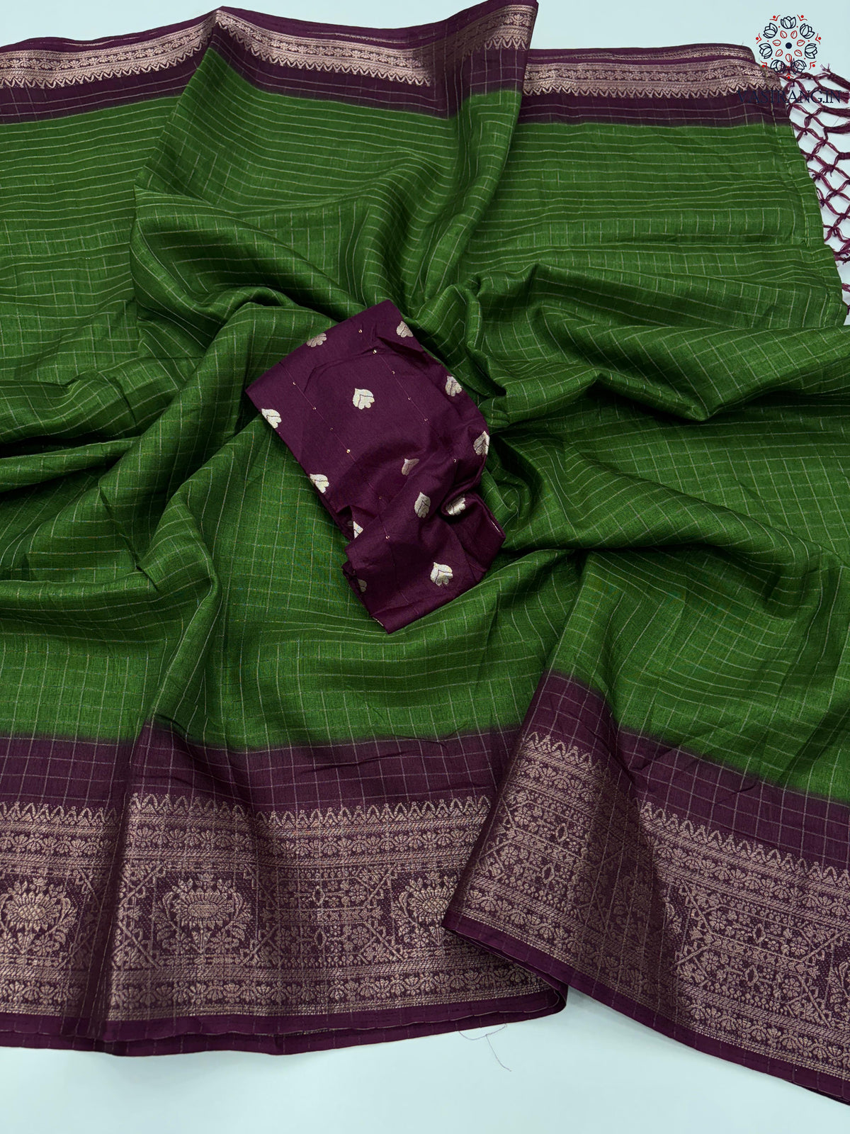 New Festive Wear Pure Dola Silk Chex Design With Jacquard Weaving Work Fancy Designer Saree