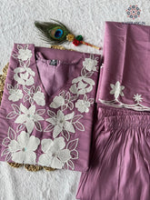 Load image into Gallery viewer, New Function Wear Light Wine Color Roman Silk Embroidery n Sequence Work Designer Straight Kurta With Trouser n Dupatta Set
