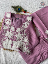 Load image into Gallery viewer, New Function Wear Light Wine Color Roman Silk Embroidery n Sequence Work Designer Straight Kurta With Trouser n Dupatta Set
