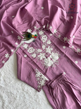 Load image into Gallery viewer, New Function Wear Light Wine Color Roman Silk Embroidery n Sequence Work Designer Straight Kurta With Trouser n Dupatta Set
