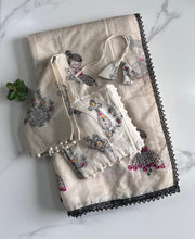 Load image into Gallery viewer, New Function Wear Chanderi Cotton Embroidery n Tussels Work Fancy Designer Saree With Stitched Blouse

