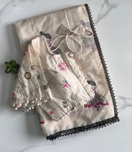 Load image into Gallery viewer, New Function Wear Chanderi Cotton Embroidery n Tussels Work Fancy Designer Saree With Stitched Blouse
