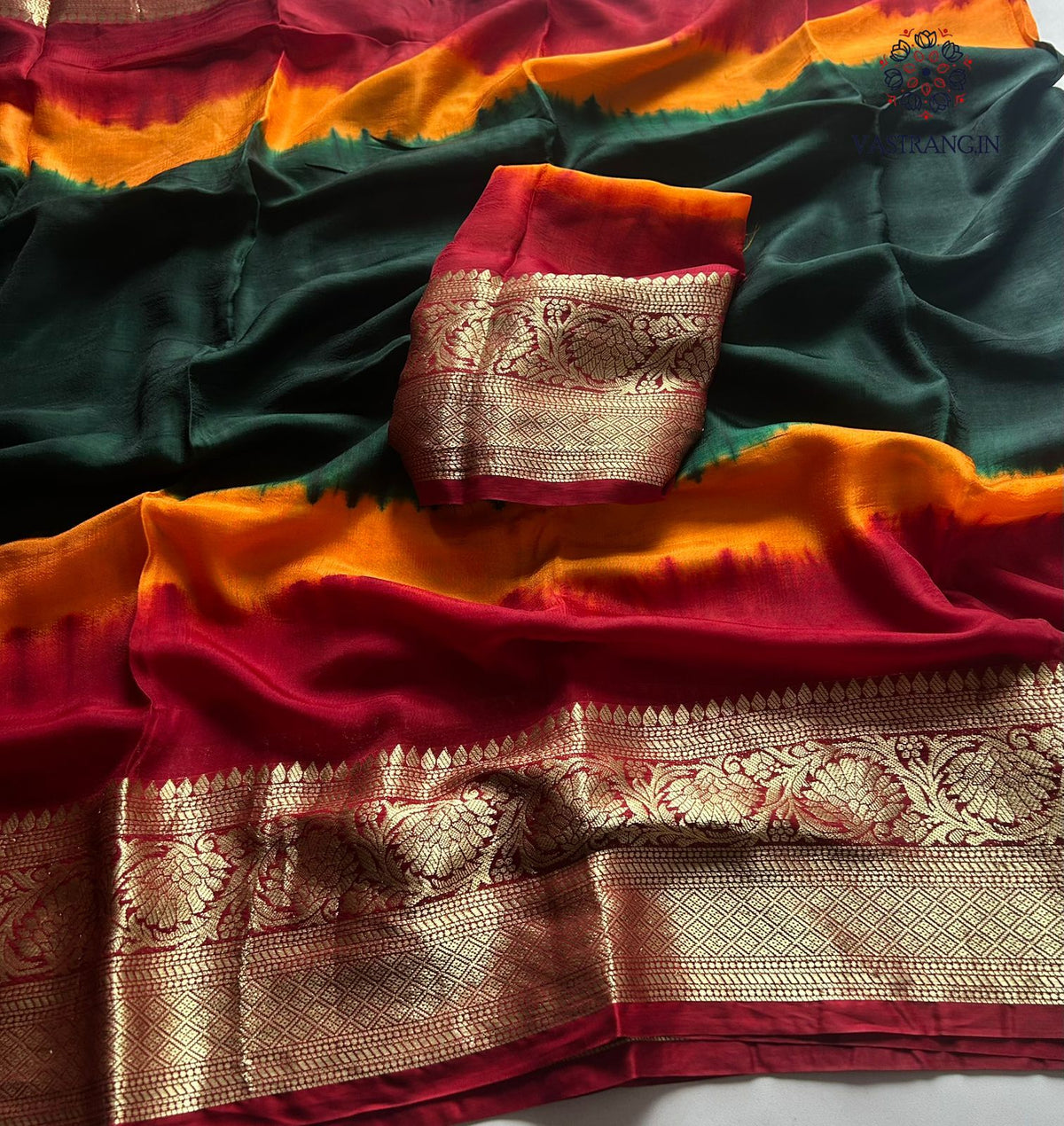New Festival Wear Multicolor Georgette Kanchi Zari Weaving Work Fancy Designer Saree