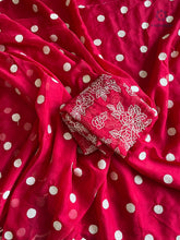 Load image into Gallery viewer, Charming Party Wear Tabi Silk Embroidery Work N Polka Butties Saree With Blouse For Wedding
