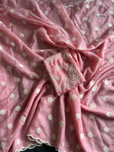 Load image into Gallery viewer, Charming Party Wear Tabi Silk Embroidery Work N Polka Butties Saree With Blouse For Wedding
