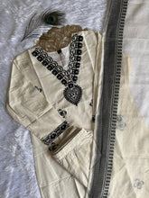 Load image into Gallery viewer, New Traditional White Color Cotton Embroidery Work Designer Straight Kurta With Trouser n Dupatta Set
