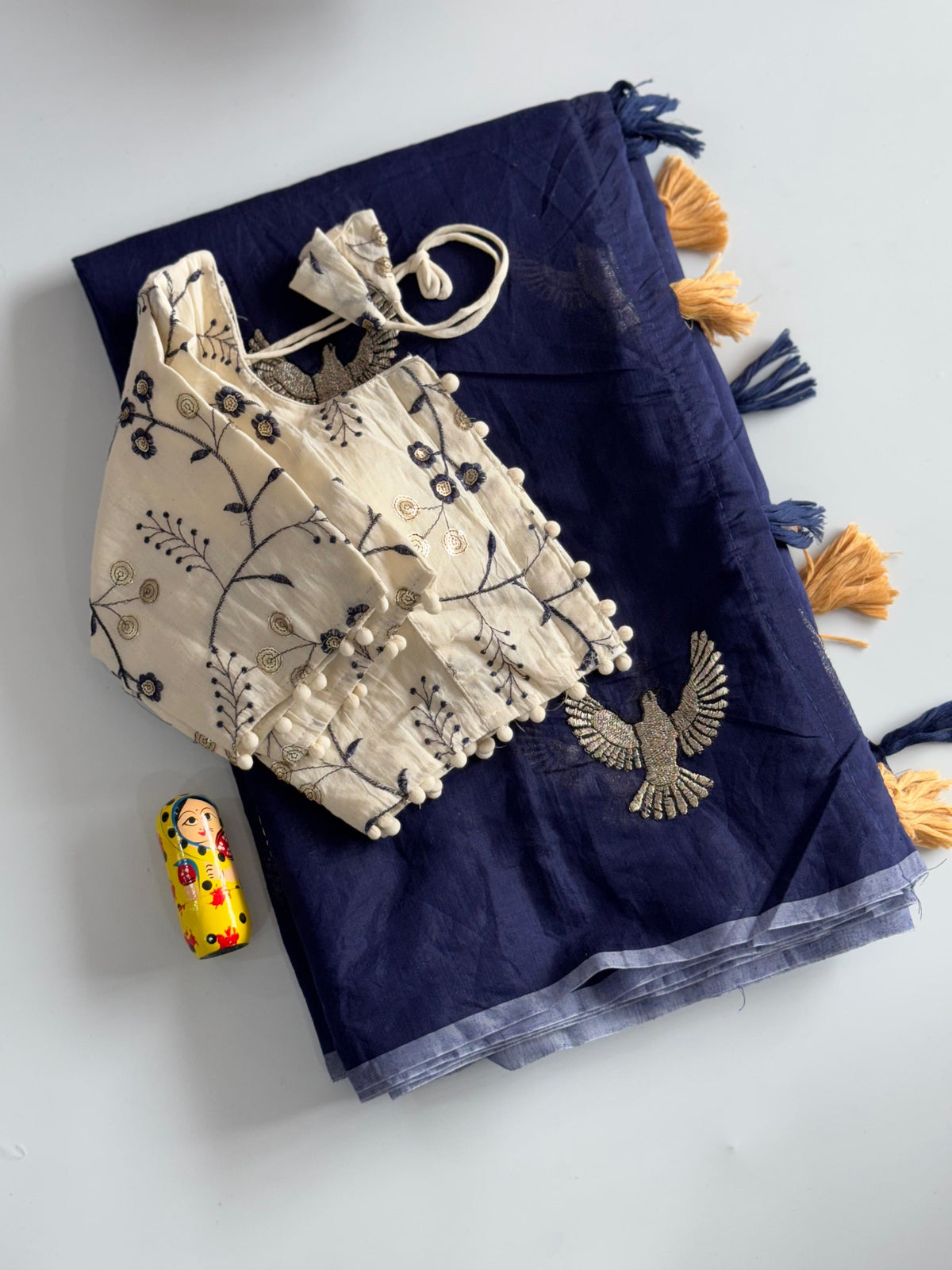 New Chanderi Cotton Embroidery n Tussels Work Fancy Designer Festive Wear Saree With Stitched Blouse