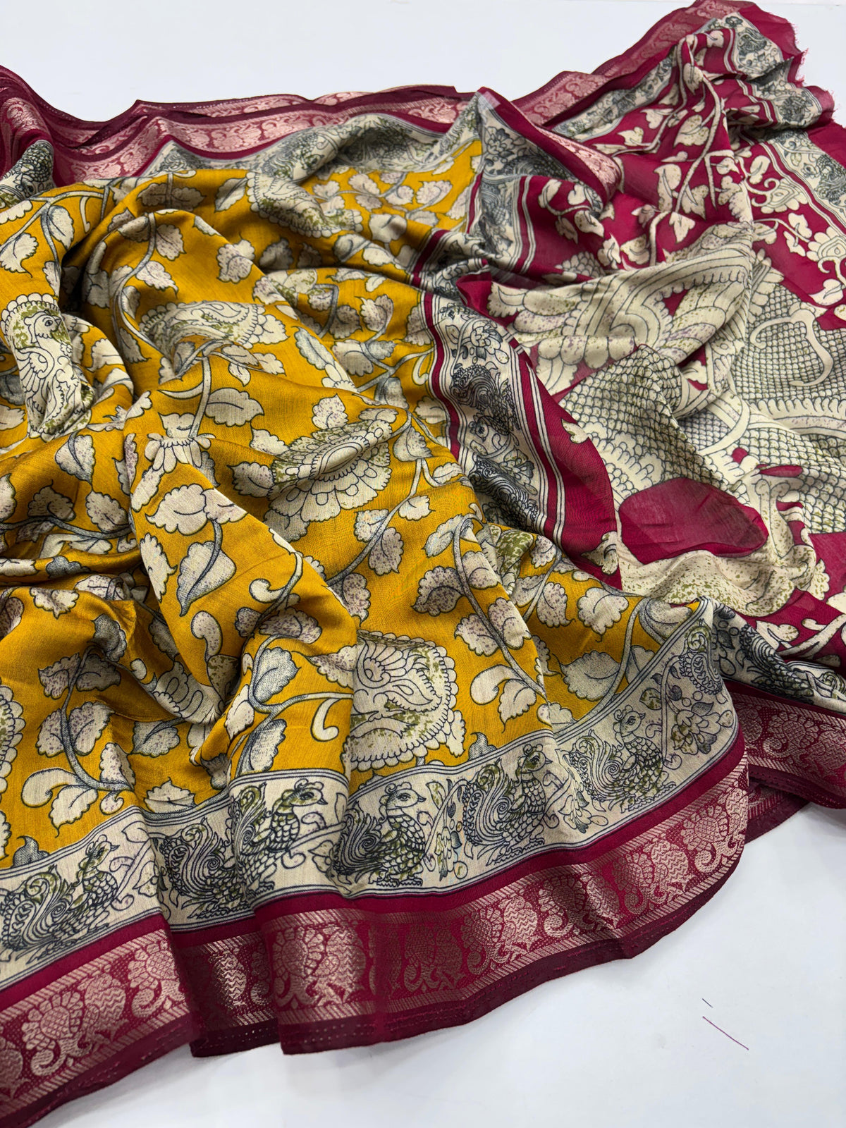 New Pure Mangalkari Viscouse Silk Print n Weaving Work Fancy Designer Festive Wear Saree for Women