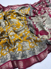 Load image into Gallery viewer, New Pure Mangalkari Viscouse Silk Print n Weaving Work Fancy Designer Festive Wear Saree for Women
