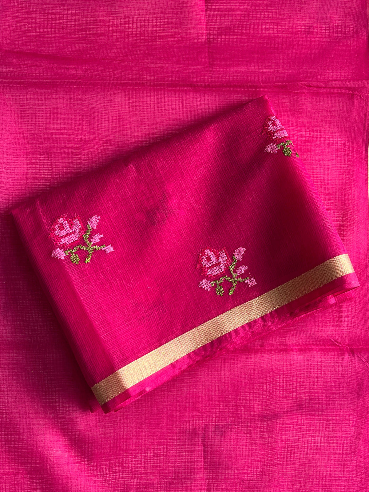 New Wedding Wear Pure Kota Doriya with embroidery work flower on all over the saree with Unstitched Blouse Piece