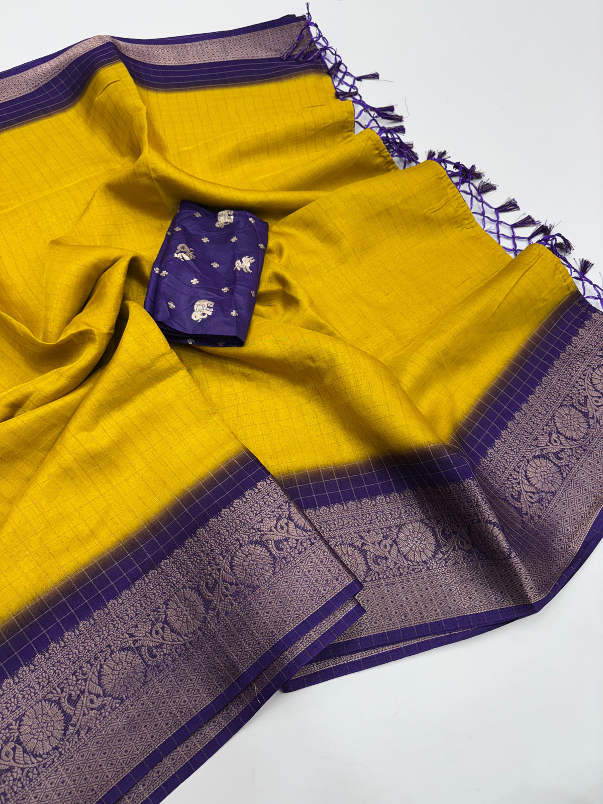 New Festive Wear Pure Dola Silk Chex Design With Jacquard Weaving Work Fancy Designer Saree