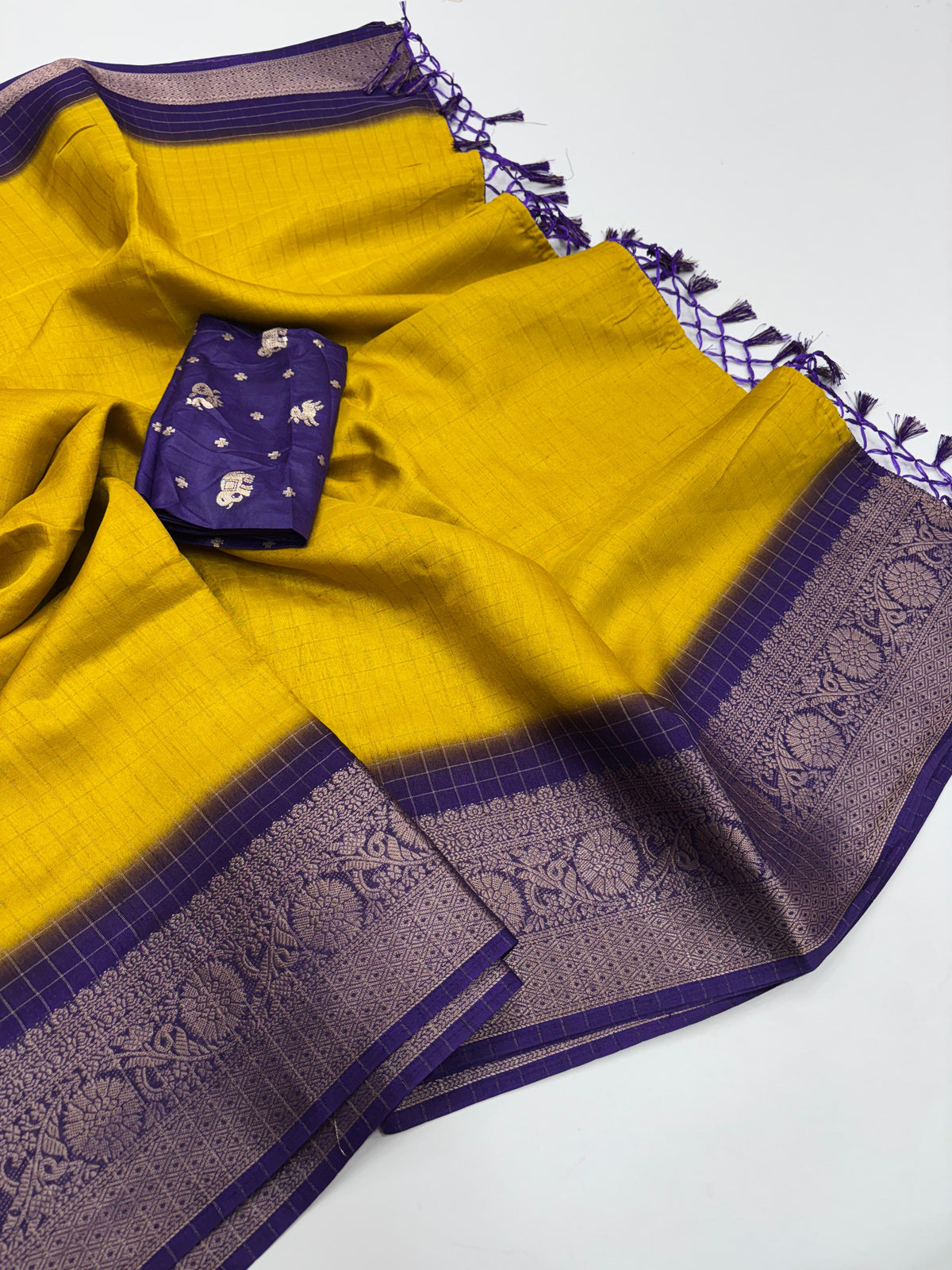 New Festive Wear Pure Dola Silk Chex Design With Jacquard Weaving Work Fancy Designer Saree
