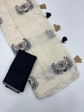 Load image into Gallery viewer, Divine Function Wear Soft Chanderi Cotton Silk Butterfly Design Embroidery n Tussels Work Fancy Saree
