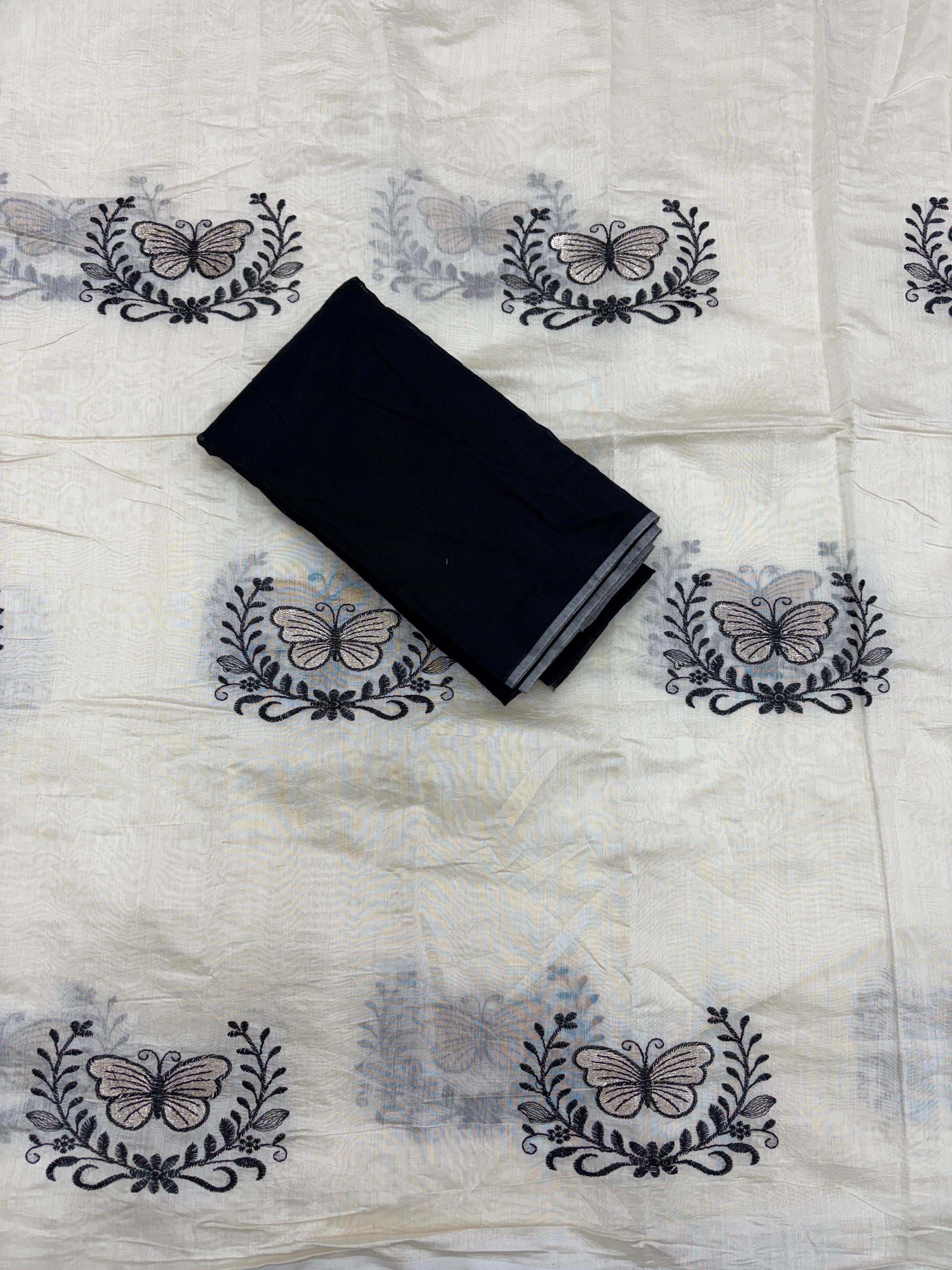 Divine Function Wear Soft Chanderi Cotton Silk Butterfly Design Embroidery n Tussels Work Fancy Saree