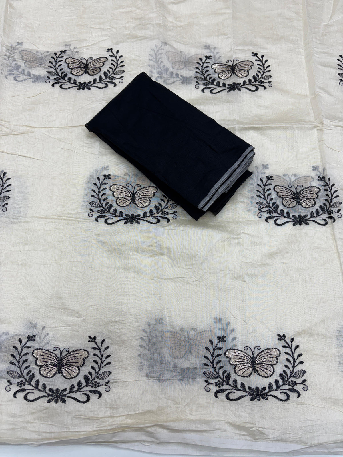 Divine Function Wear Soft Chanderi Cotton Silk Butterfly Design Embroidery n Tussels Work Fancy Saree