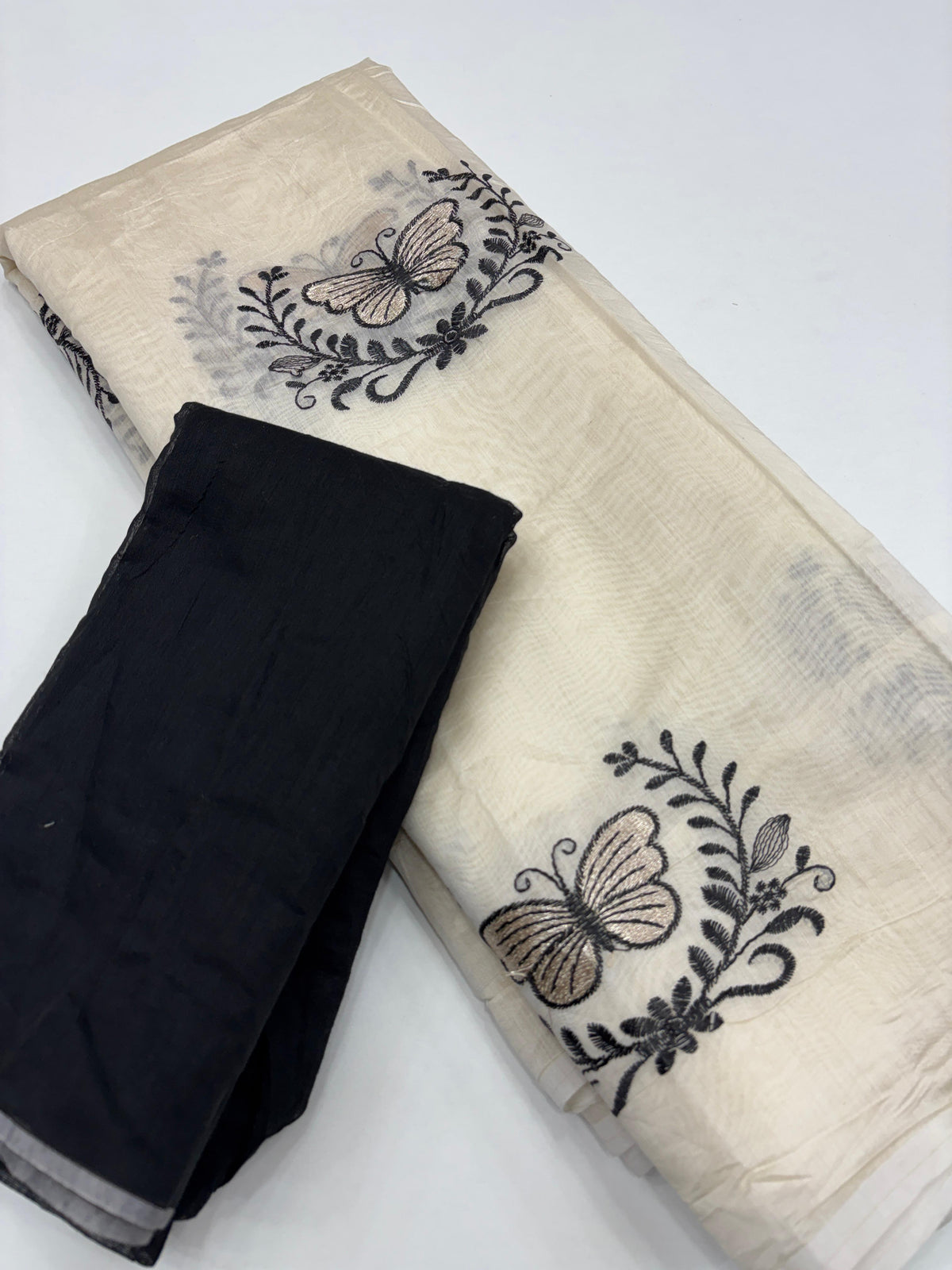 Divine Function Wear Soft Chanderi Cotton Silk Butterfly Design Embroidery n Tussels Work Fancy Saree