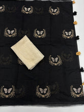 Load image into Gallery viewer, Divine Function Wear Soft Chanderi Cotton Silk Butterfly Design Embroidery n Tussels Work Fancy Saree
