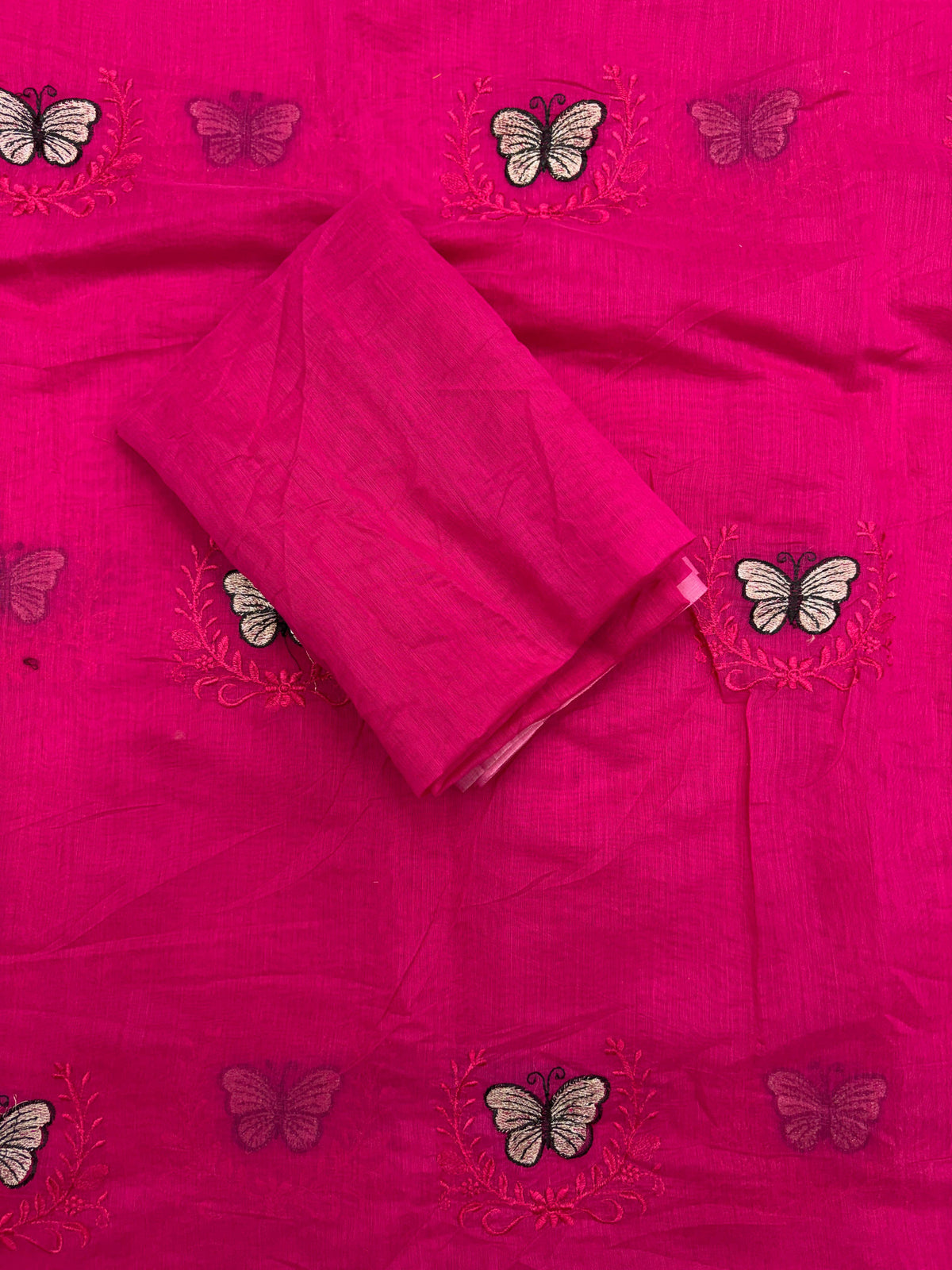 Divine Function Wear Soft Chanderi Cotton Silk Butterfly Design Embroidery n Tussels Work Fancy Saree