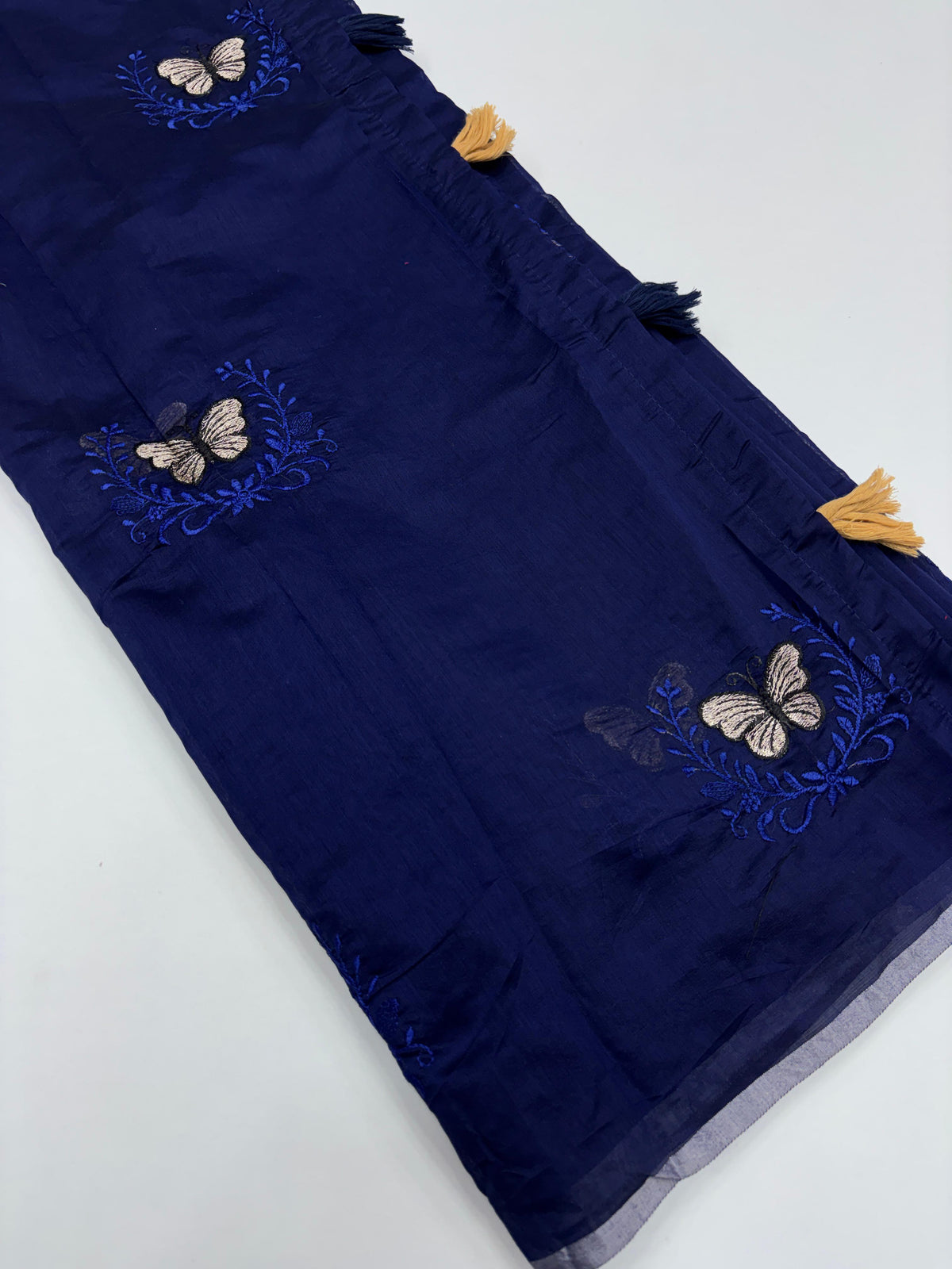 Divine Function Wear Soft Chanderi Cotton Silk Butterfly Design Embroidery n Tussels Work Fancy Saree