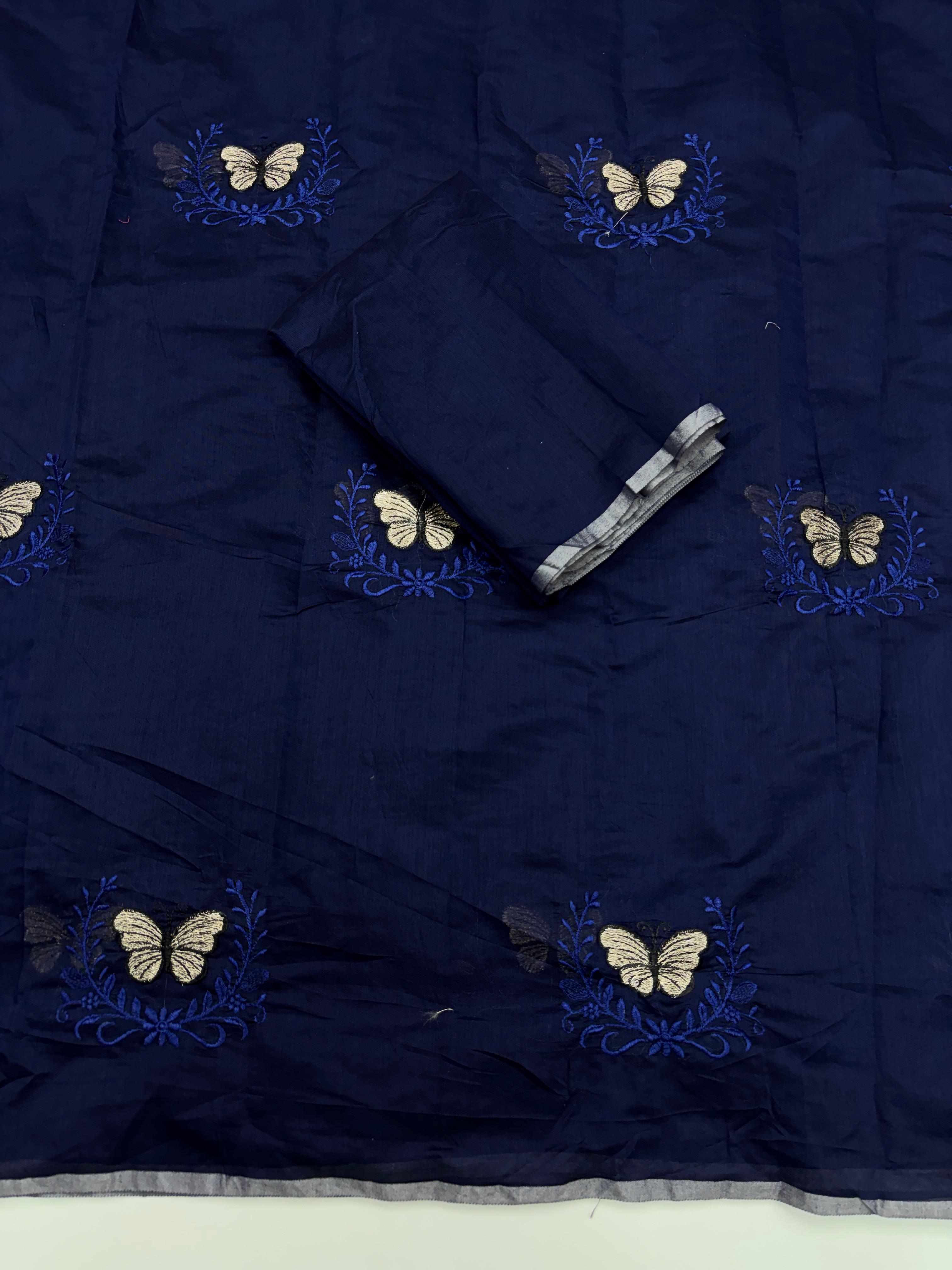 Divine Function Wear Soft Chanderi Cotton Silk Butterfly Design Embroidery n Tussels Work Fancy Saree