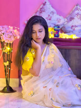 Load image into Gallery viewer, Marvellous Party Wear White Color Pure Chiffon Organza Silk Embroidery Work Fancy Desginer Saree With Blouse
