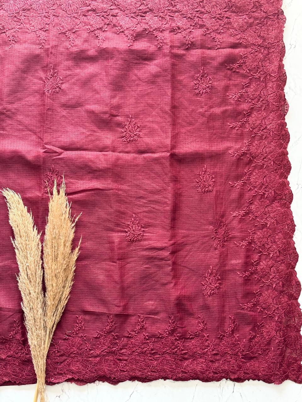 New Partywear Soft Kota Doriya Embrodiered Thread n Cut Work Fancy Designer Saree With Blouse