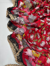 Load image into Gallery viewer, New Wedding Wear Pure Mangalkari Viscouse Silk Print Weaving n Sequence Lace Work Fancy Designer Saree
