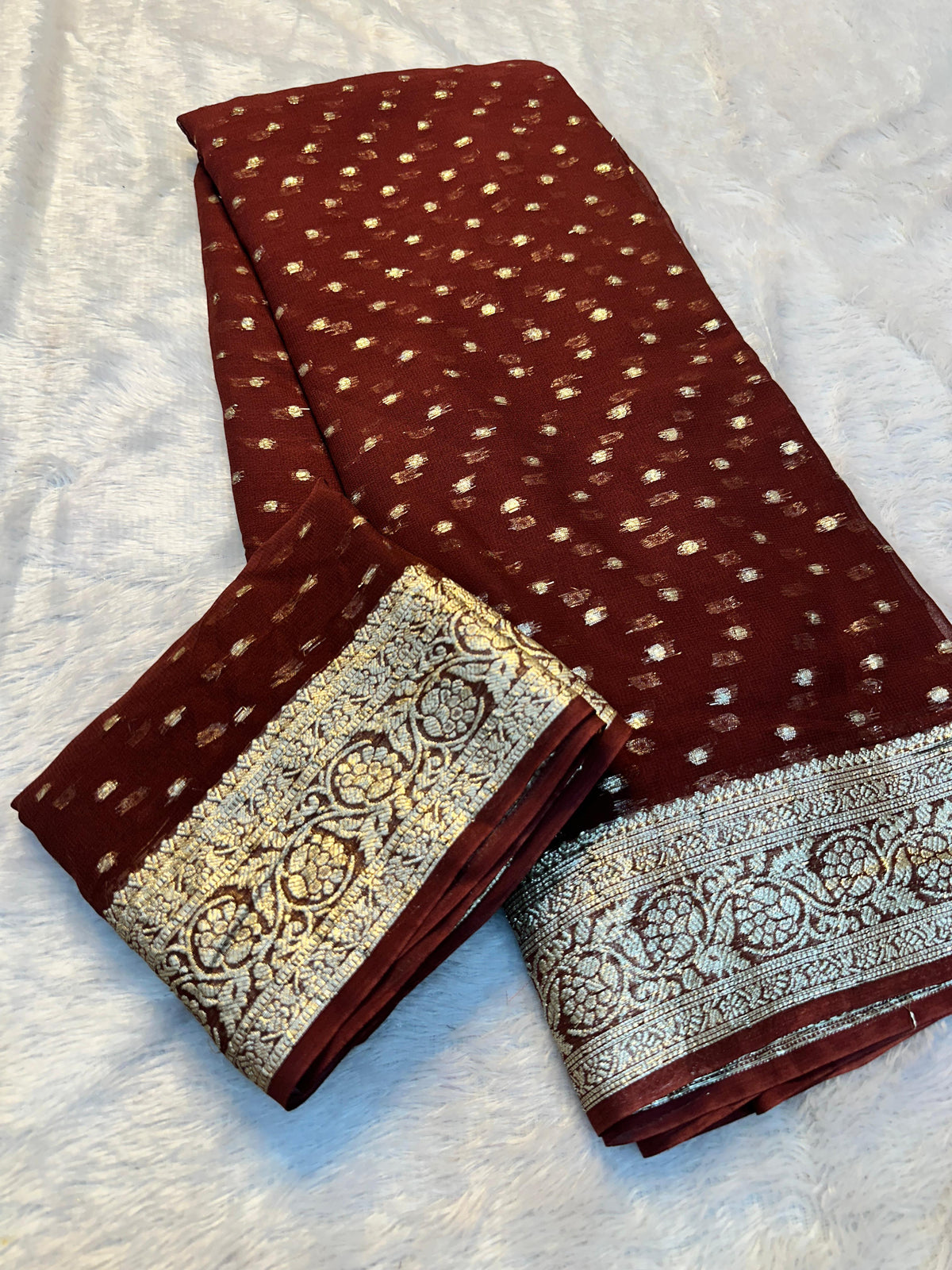 Gorgeous Festive Wear Viscose Georgette Jacquard Zari Weaving Work Fancy Designer Saree