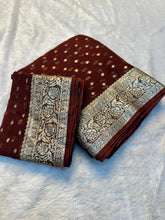 Load image into Gallery viewer, Gorgeous Festive Wear Viscose Georgette Jacquard Zari Weaving Work Fancy Designer Saree
