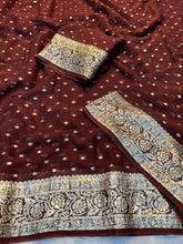 Load image into Gallery viewer, Gorgeous Festive Wear Viscose Georgette Jacquard Zari Weaving Work Fancy Designer Saree
