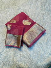 Load image into Gallery viewer, New Festival Wear Viscose Georgette Jacquard Weaving Work Fancy Designer Saree With Blouse
