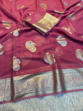 Load image into Gallery viewer, New Festival Wear Viscose Georgette Jacquard Weaving Work Fancy Designer Saree With Blouse
