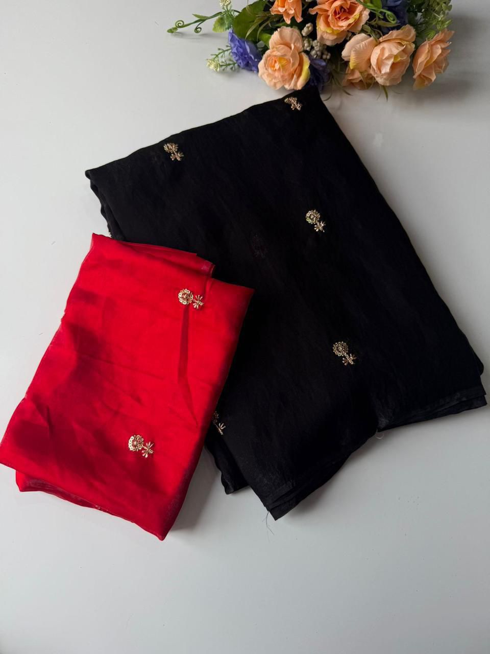 New Partywear Space Silk Fabric Sequence Emboridery Work Fancy Designer Saree With Blouse