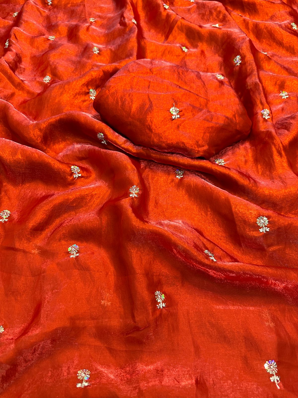 New Partywear Space Silk Fabric Sequence Emboridery Work Fancy Designer Saree With Blouse