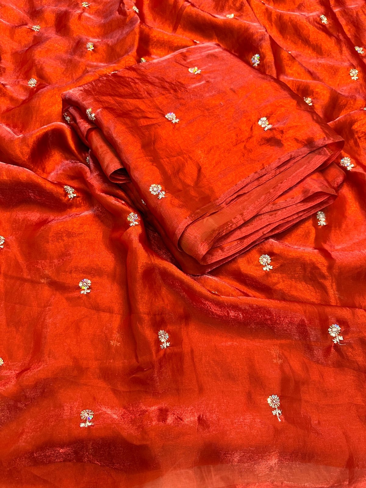 New Partywear Space Silk Fabric Sequence Emboridery Work Fancy Designer Saree With Blouse