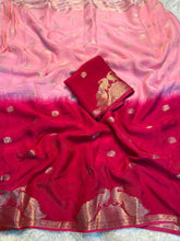 Load image into Gallery viewer, New Festive Wear Pure Soft Viscose Georgette Crepe Silk Jacquard Weaving Zari Work Fancy Designer Saree With Blouse
